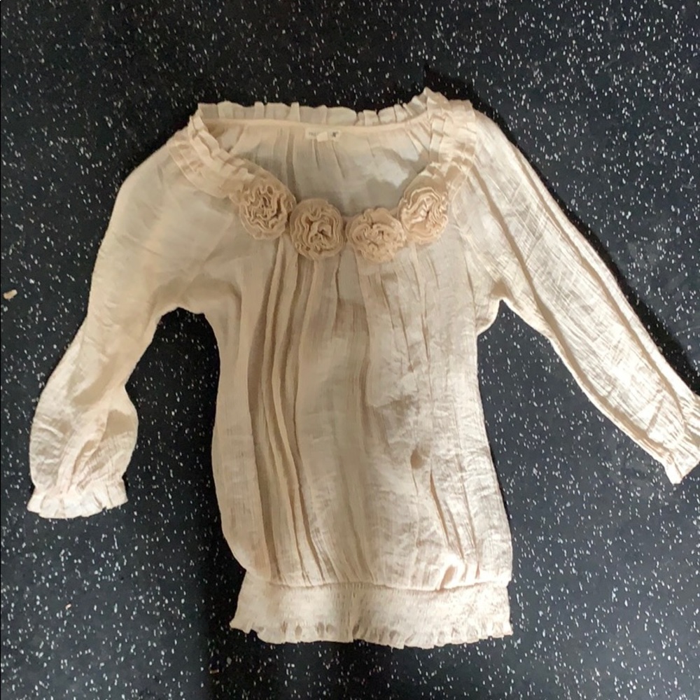 Flower 3/4 sleeve blouse
